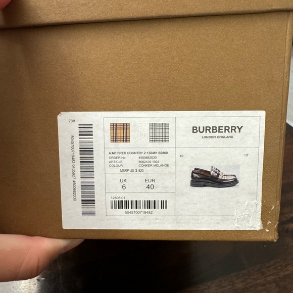 Burberry Checked Leather Penny Loafers - Picture 2 of 9